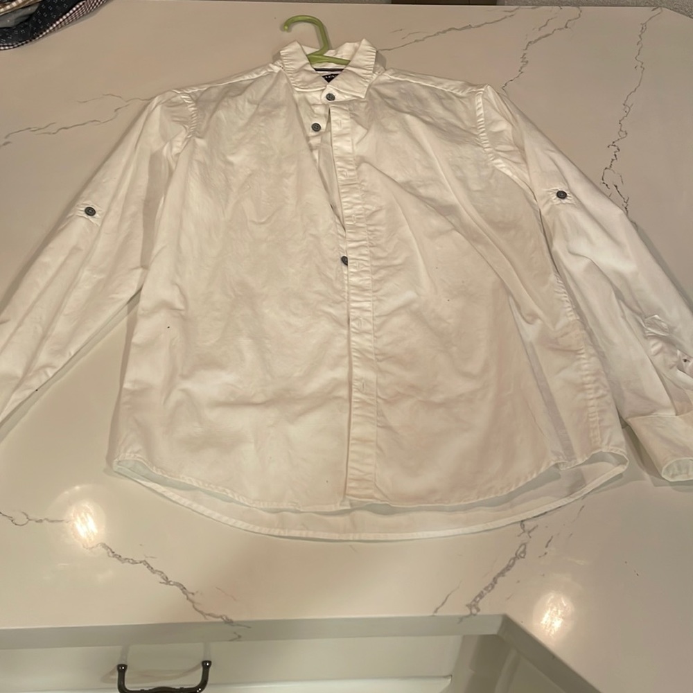 Alfani white small casual button down shirt.